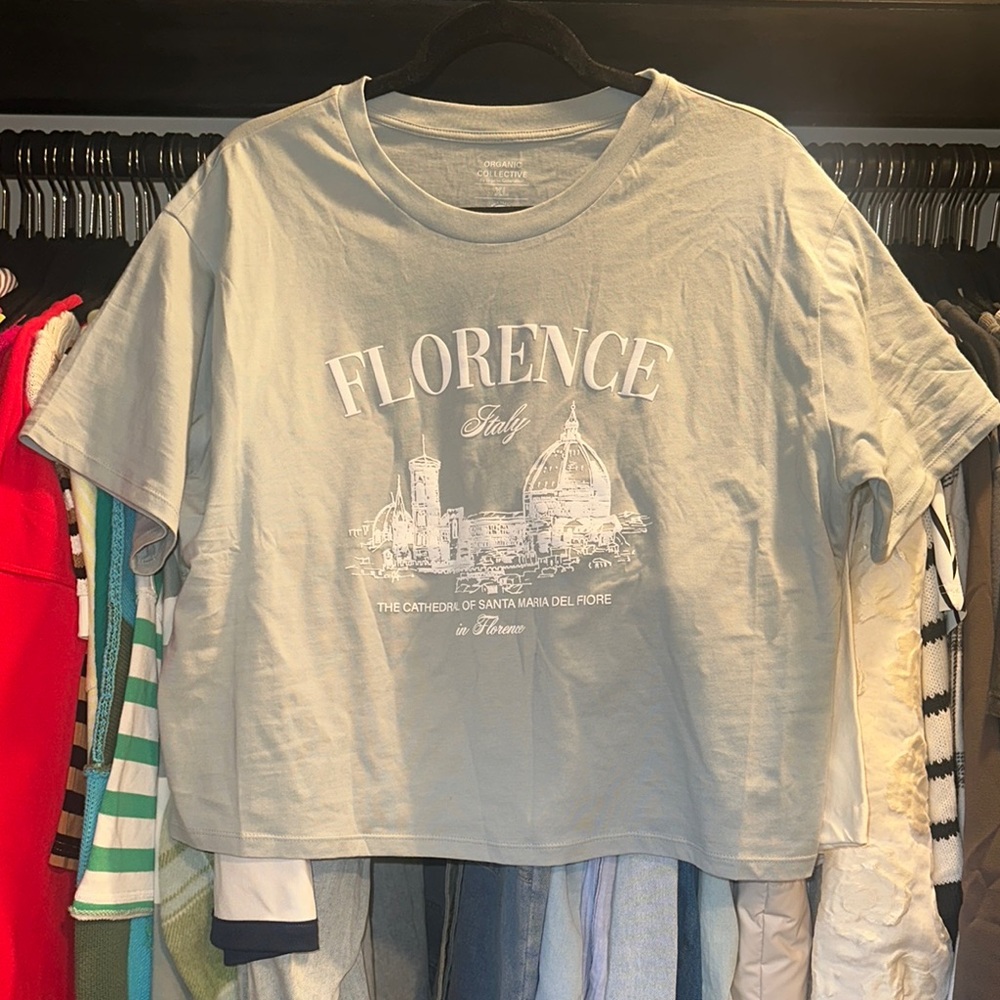 Florence Graphic Crop Top - Gray